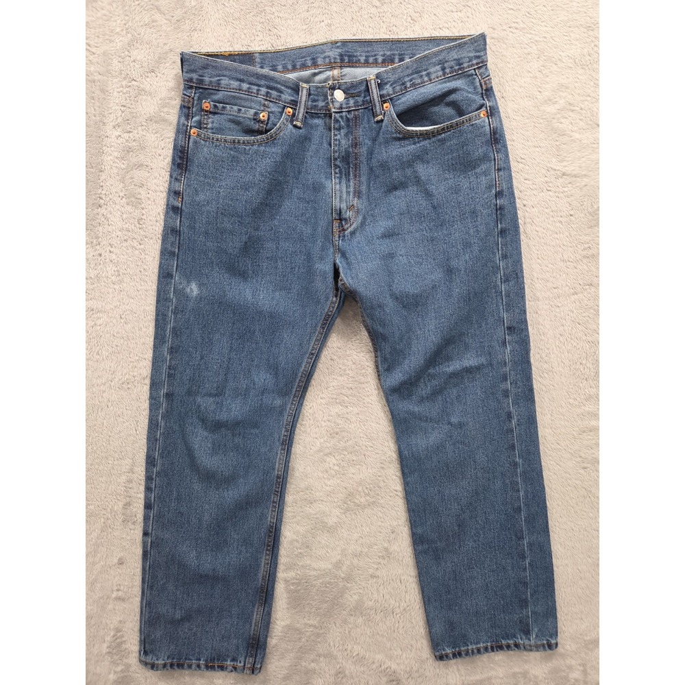 Levis 505 Mens Jeans 34x29 Regular Mid Rise Straight Fit Blue Denim 00505-4891